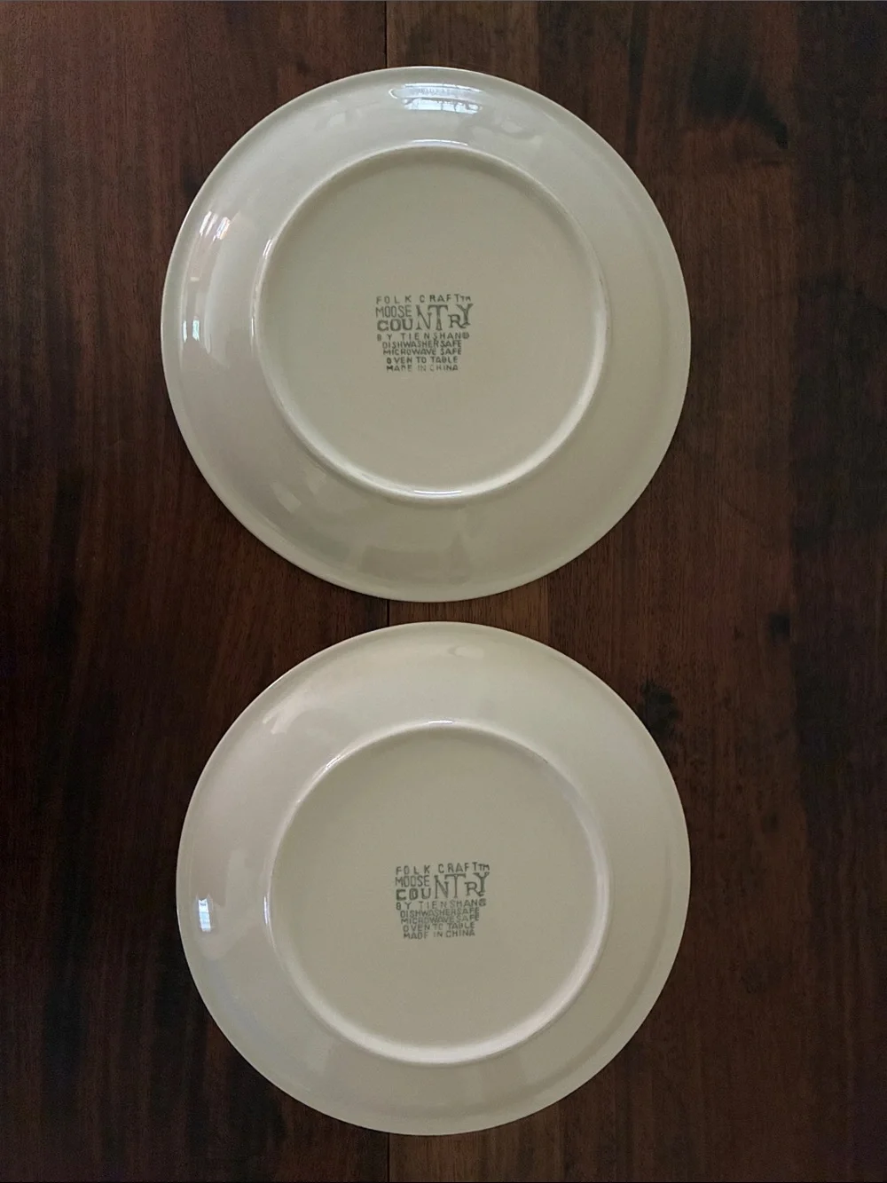 Set of 2 Folk Craft Moose Country by Tienshan Green Dinner Plates